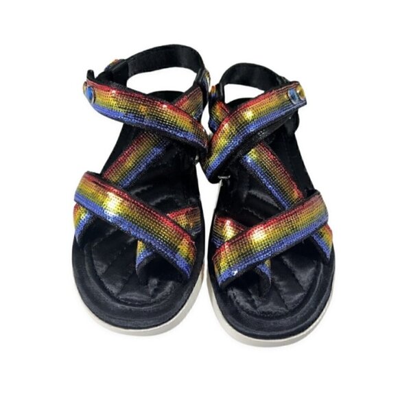 Vince Camuto Rainbow Sequin Criss Cross Flat Sandal 9 NWT - Picture 4 of 9